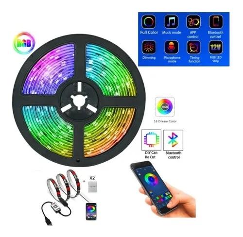 Cinta Led 5050 Rgb Wifi Multi Color Con Adaptador Y Control 5 metros